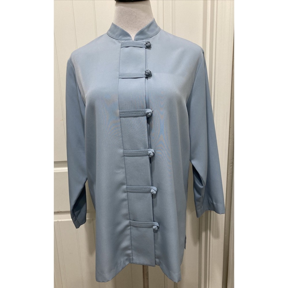 Appleseeds Baby Blue Tunic/Jacket/Top Knot Buttons SZ 14 Guru